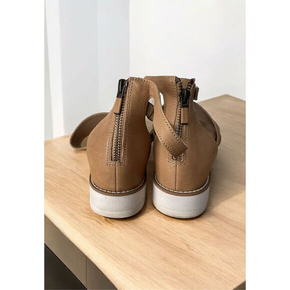 Eileen Fisher Women Strappy Platform Tan /Honey Ankle Straps Back Zip Sandals 10 - Picture 4 of 12